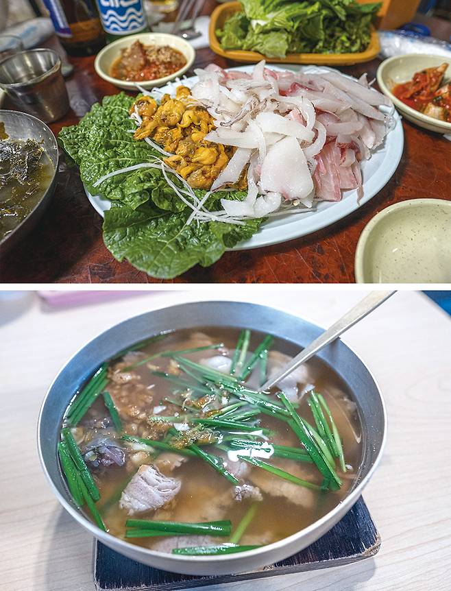 (위)빙장회 (아래)양산국밥의 맑은 돼지국밥