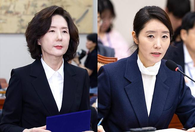 이진숙 교육부 장관 후보자(왼쪽), 강선우 여성가족부 장관 후보자