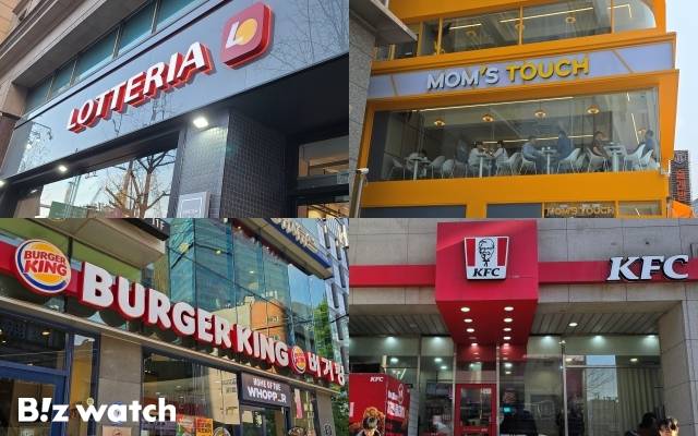 롯데리아, 맘스터치, KFC, 버거킹 매장 / 사진=비즈워치