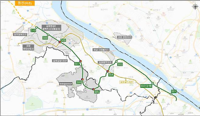 국토교통부의 서울5호선 김포·검단 연장사업 노선안. (자료 = 국토부 제공)