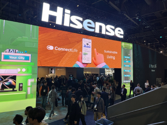 올 1월 미 라스베이거스 컨벤션센터(LVCC) 센트럴홀 중국 하이센스 부스. 장우진 기자