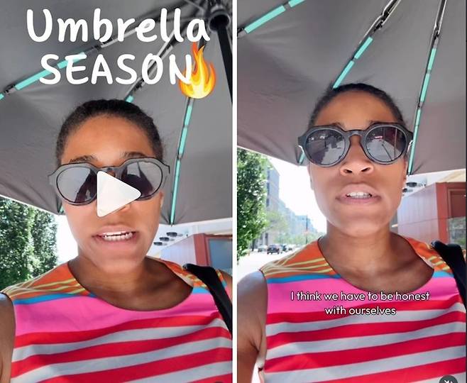 앰버 퍼거슨이라는 이름의 틱토커가 양산의 효과를 알리기 위해 올린 영상. 〈사진=인스타그램〉