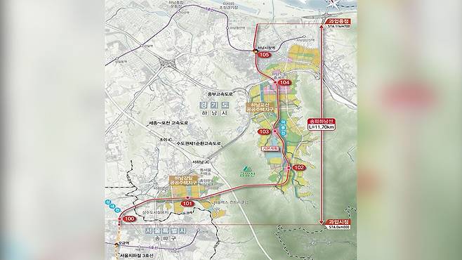 송파하남선 광역철도 위치도 [국토교통부 대도시권광역교통위원회 제공]
