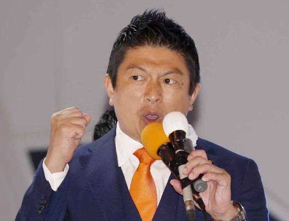 가미야 대표가 지난 2024년 10월 26일 도쿄 지요다구에서 지지를 호소하고 있다. [사진=산케이신문]