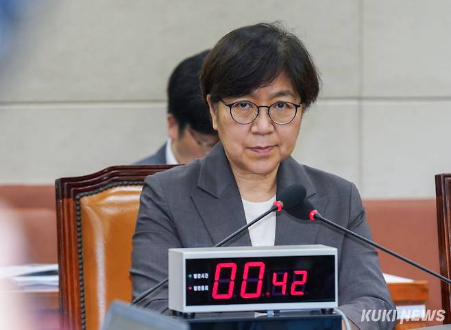 정은경 보건복지부 장관 후보자가 지난 18일 서울 여의도 국회에서 열린 인사청문회에 참석해 있다. 사진=유희태 기자