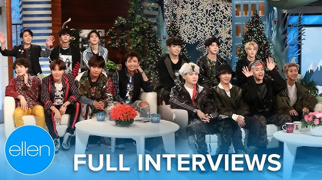엘런쇼에 출연한 BTS. 유튜브 캡처