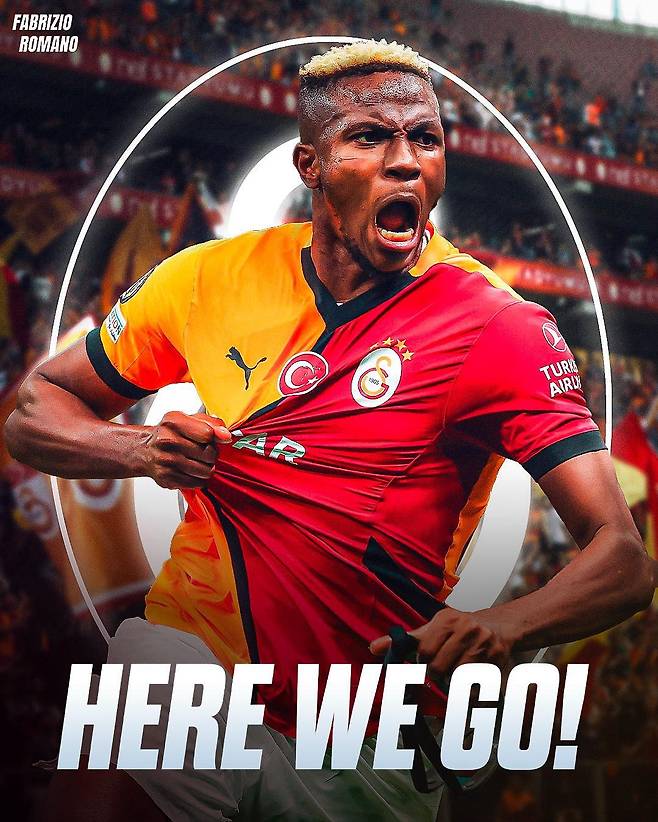 나폴리를 떠나 튀르키예 갈라타사라이 이적에 임박한 빅터 오시멘. /사진=파브리지오 로마노 SNS 캡처