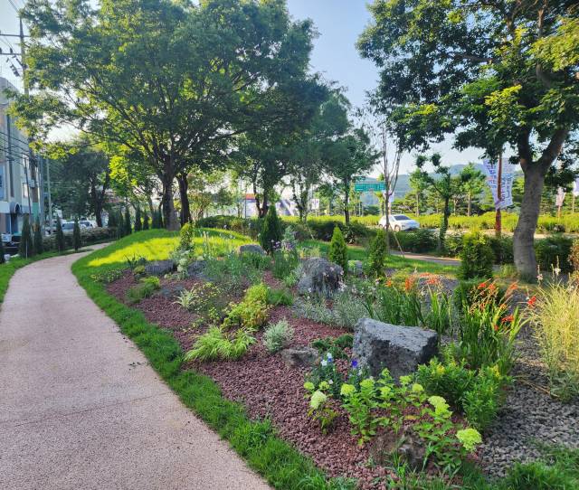 ▲공주시 도시바람길 숲 조성사업(금벽로)