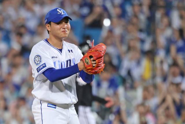 삼성 라이온즈의 이승현. 최근 왼팔 피로 골절로 전열에서 이탈했다. 삼성 제공