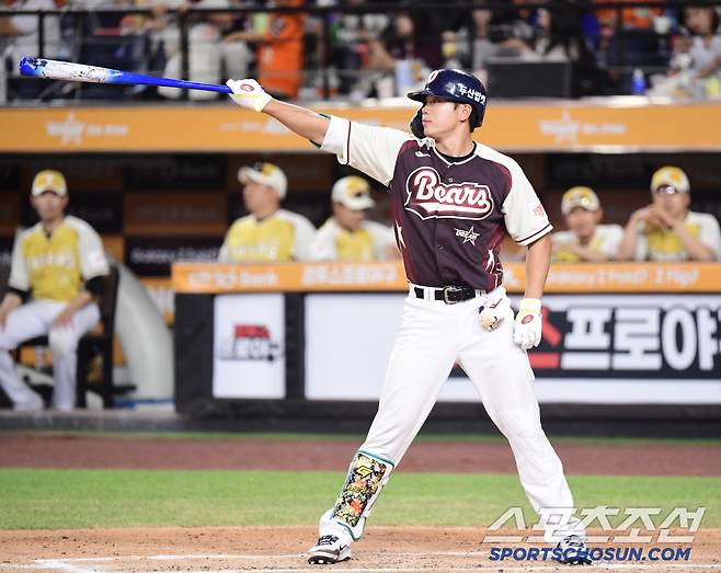 12일 대전 한화생명볼파크에서 열린 2025 KBO 올스타전, 타격하는 두산 오명진. 대전=송정헌 기자songs@sportschosun.com/2025.07.12/