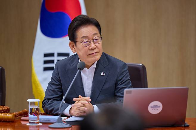 이재명 대통령이 22일 용산 대통령실 청사에서 국무회의를 주재하고 있다. 대통령실 제공