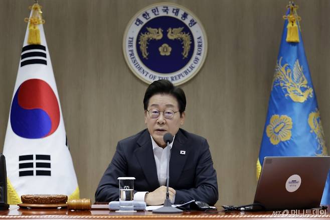 [서울=뉴시스] 최동준 기자 = 이재명 대통령이 22일 서울 용산 대통령실 청사에서 열린 국무회의에서 발언하고 있다. 2025.07.22. photocdj@newsis.com /사진=최동준