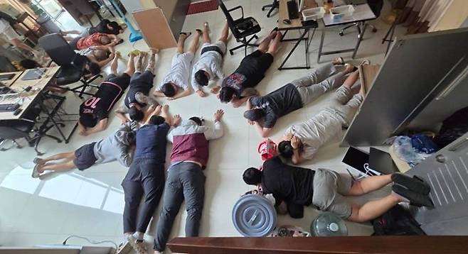 태국 파타야 로맨스스캠 조직원 검거 현장. [경찰청]