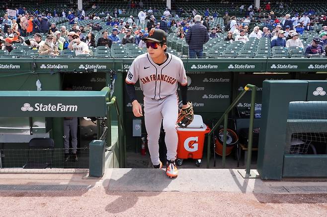 샌프란시스코 자이언츠 외야수 이정후가 22일 미국 조지아주 애틀랜타의 트루이스트파크에서 열린 2025 미국 메이저리그 애틀랜타 브레이브스와의 원정경기에 1번타자 겸 중견수로 선발 출전해 5타수 1안타를 기록했다. AP 연합뉴스