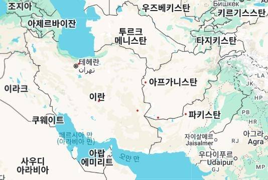 파키스탄과 주변 국가들 [구글맵 캡처. 재판매 및 DB 금지]