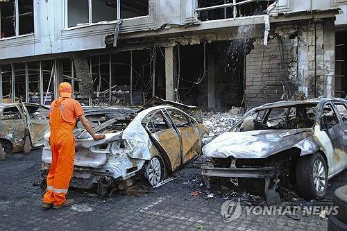 러시아군 드론 공격 받은 우크라 남부 오데사 [EPA=연합뉴스]