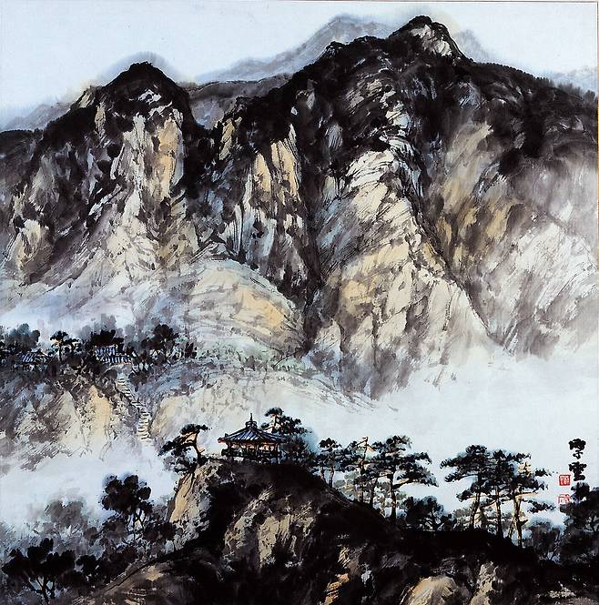 조평휘, 산가, 1996, 종이에 수묵담채, 69x67cm