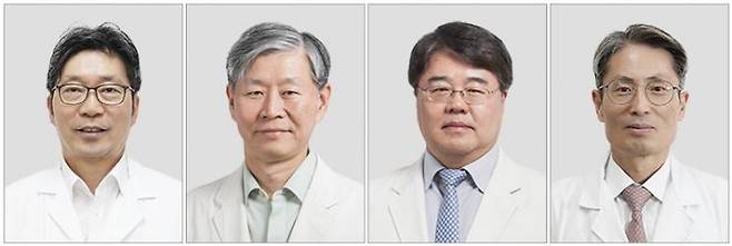 (왼쪽부터) 김건석 비뇨의학과 교수, 김재준 소화기내과 교수, 김호중 호흡기내과 교수, 신희석 재활의학과 교수.  의정부을지대병원 제공
