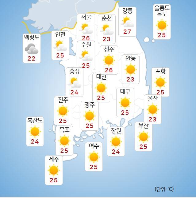 ⓒ기상청: 내일(24일) 오전 날씨