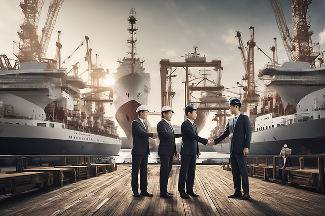 조선업 ‘피크아웃’ 우려가 확산되고 있는 가운데 중견 조선사와 기자재 기업들이 매각을 추진하고 있다. ⓒ데일리안 AI 이미지 삽화