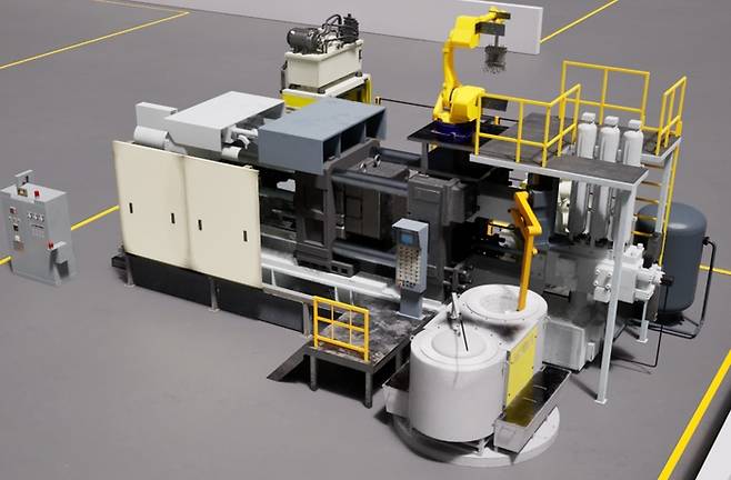 디지털트윈으로 구축한 현장 캐스팅 라인 모습. 〈출처:한라캐스트〉