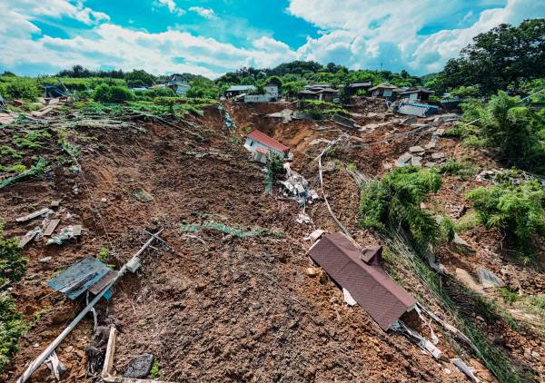 최근 집중호우로 산사태가 발생한 경남 산청군 생비량면 상능마을. 이원준 기자