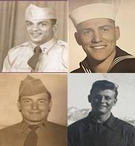 왼쪽 위부터 시계방향으로 고(故) 프레드 맥기, 말콤 린 윌리엄슨, 해롤드 심락, 클리포트 피어슨 유엔 참전용사의 참전 당시 사진. [국가보훈부]