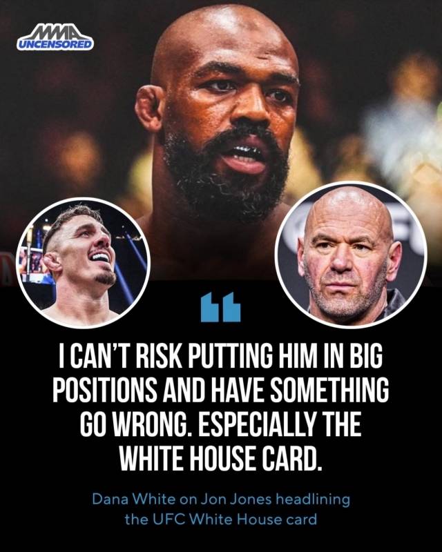 ‘백사장’ 데이나 화이트 UFC 대표는 더 이상 ‘존스 바라기’가 아니다. 그는 존 존스의 백악관 UFC 대회 복귀를 거절했다. 사진=MMA 언센서드 SNS