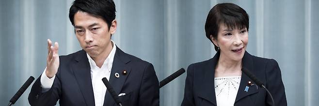 다카이치 사나에 일본 전 경제안보담당상(오른쪽)과 고이즈미 신지로 농림수산상. [게티이미지]