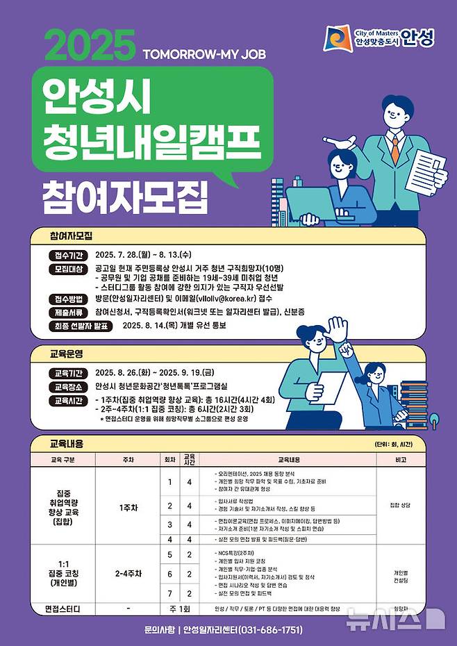 [안성=뉴시스] 안성시 2025 청년내일캠프 안내 포스터 (사진=안성시 제공) 2025.07.23.photo@newsis.com