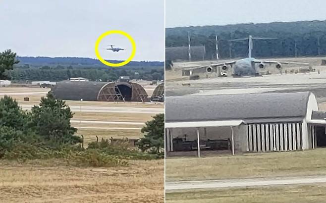 2025년 7월 17일(현지시간) 미국 커틀랜드 공군기지를 출발한 C-17A 수송기가 영국 레이컨히스 공군기지에 착륙하는 장면. 핵무기 운송 임무를 맡는 기종으로, 영국 기지에 전술핵이 재배치됐다는 정황 증거로 주목받고 있다. 출처=뉴크워치 UK