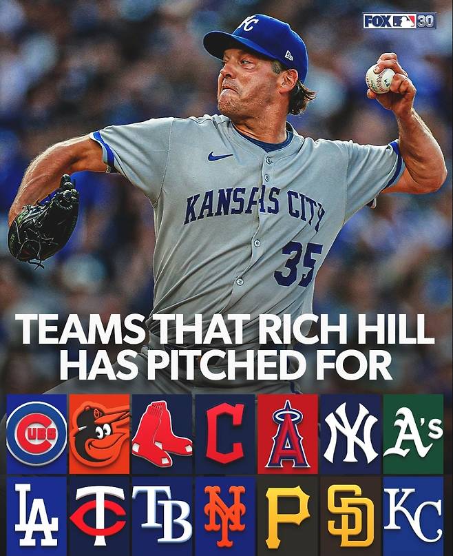 ▲ 캔자스시티 로열스는 리치 힐에게 14번째 팀이다. ⓒFOX 스포츠 MLB