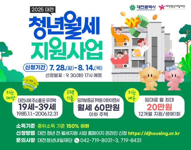 대전 청년월세 지원사업 안내문. 대전시 제공
