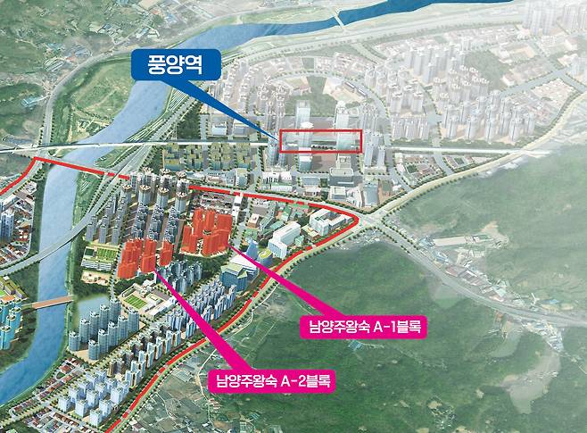 남양주왕숙 A-1,A-2블록 위치도.(국토교통부 제공)