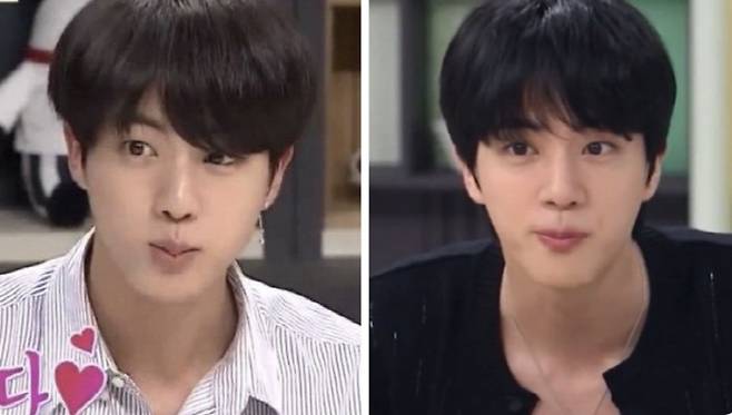 사진 왼쪽=2017년 '냉부해' 출연한 진, 사진 오른쪽=2025년 '냉부해' 출연한 진 (사진=SNS)