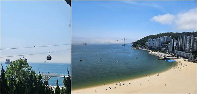 (좌)송도 해상케이블카 (우)우리나라 최초의 공설 해수욕장, 송도해변