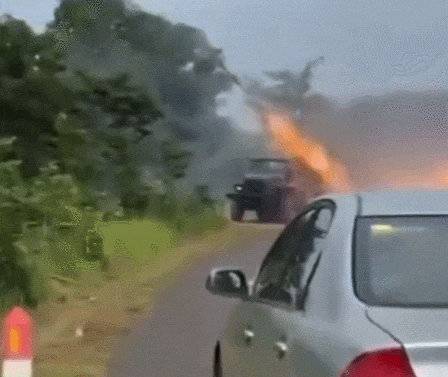 태국 영토쪽으로 로켓탄을 발사하는 캄보디아군 BM-21 다연장로켓. X(구 트위터) 캡처