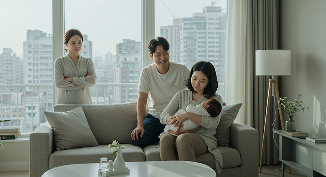 남편의 유부녀 여사친이 부부의 아이를 보고 있다. 기사 이해를 돕기 위해 AI로 생성한 이미지