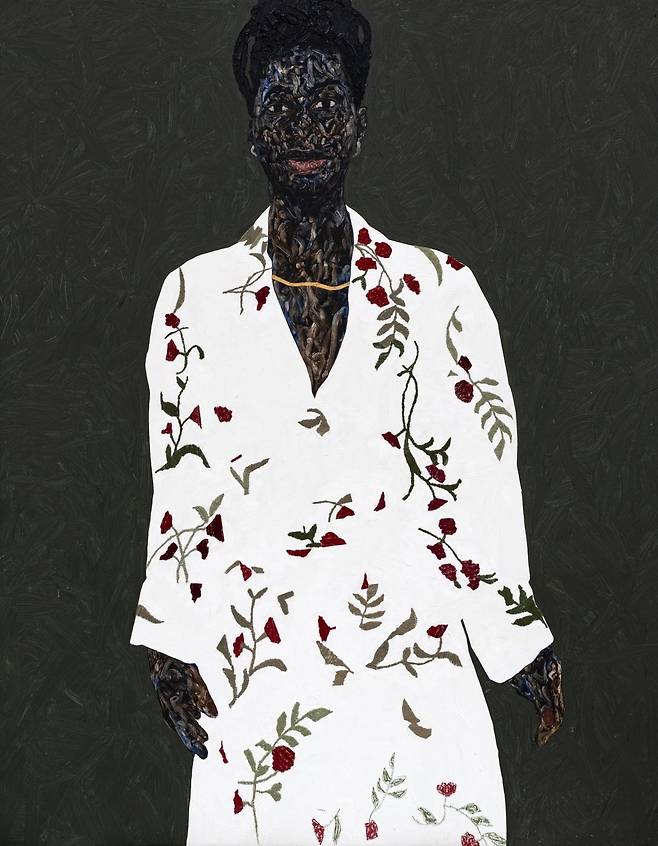 Amoako Boafo, Embroidered Roses, 2025