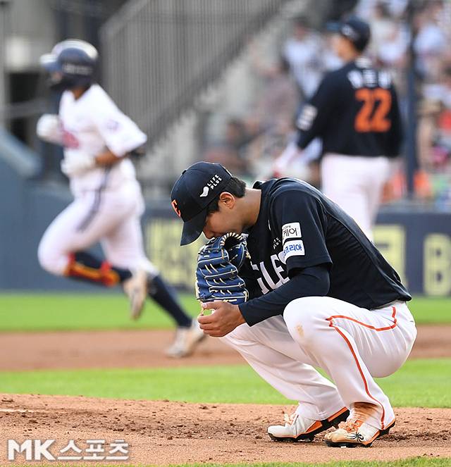 황준서가 23일 잠실 두산전에서 아쉬워 하고 있다. 사진(잠실 서울)=천정환 기자