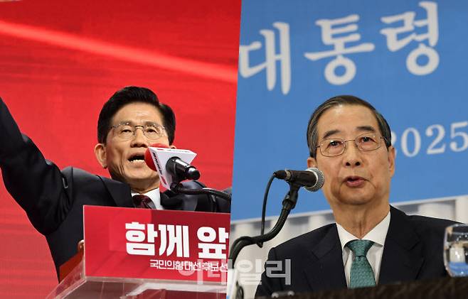 왼쪽부터 김문수 전 고용노동부 장관, 한덕수 전 국무총리. (사진 = 이데일리DB)