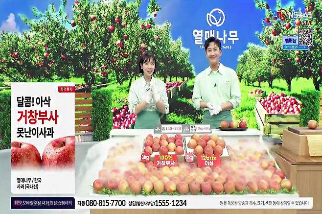 NS홈쇼핑 '못난이 사과' 판매 방송 화면.ⓒNS홈쇼핑
