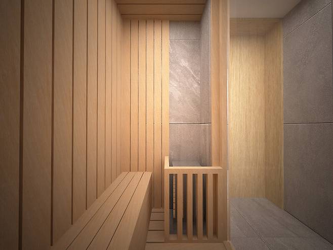 윤석열 정부 시절 서울 용산 대통령실 본관 5층 집무실에 설치하려 했던 사우나실 시안. 한겨레 자료