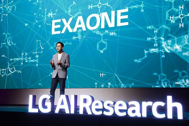 Bae Kyung-hoon, formerly head of LG AI Research and now Minister of Science and ICT, speaks at “LG AI Talk Concert 2023” at LG Science Park in Magok, Gangseo District, western Seoul, on July 19, 2023. At the event, LG unveiled Exaone 2.0, an advanced version of its large-scale AI model. [LG]