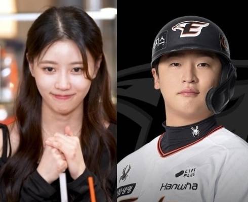 미주(왼쪽)과 한화 이진영 선수
