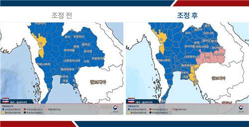 태국 여행경보 조정 전후 [외교부 제공. 재판매 및 DB 금지]