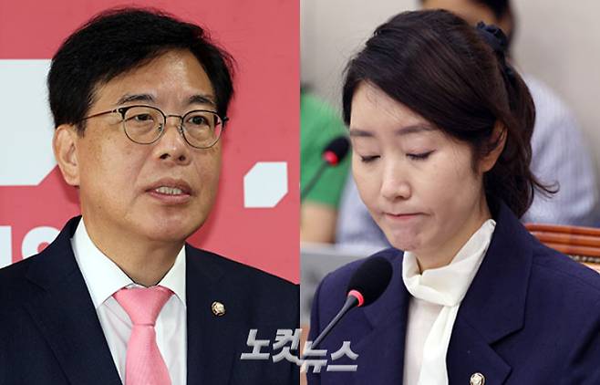 (왼쪽부터)국민의힘 송언석 비상대책위원장 겸 원내대표·더불어민주당 강선우 의원. 윤창원 기자