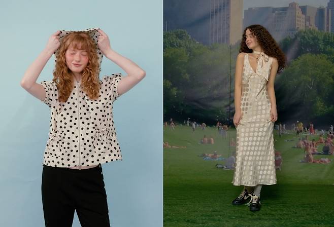 루루서울의 물방울무늬(도트 무늬)가 적용된 의류. 루루서울