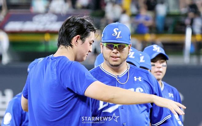 [포토]삼성 완봉승, 결승타 두 주인공