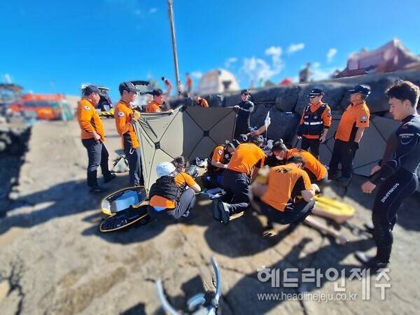 지난 26일 한림읍 월령포구에서 20대 남성이 물에 빠져 숨지는 사고가 발생했다 (사진=제주소방안전본부)